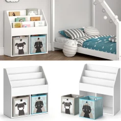 Kinderregal Luigi Weiß 72 x 79 cm mit 2 Faltboxen opt.4 Vicco