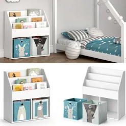 Kinderregal Luigi Weiß 72 x 79 cm mit 2 Faltboxen opt.6 Vicco
