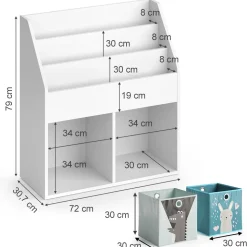 Kinderregal Luigi Weiß 72 x 79 cm mit 2 Faltboxen opt.6 Vicco