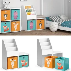 Kinderregal Luigi Weiß 72 x 79 cm Mini, mit 2 Faltboxen opt.1 Vicco
