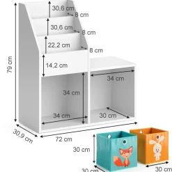 Kinderregal Luigi Weiß 72 x 79 cm Mini, mit 2 Faltboxen opt.1 Vicco