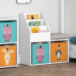 Kinderregal Luigi Weiß 72 x 79 cm Mini, mit 2 Faltboxen opt.1 Vicco