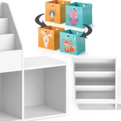 Kinderregal Luigi Weiß 72 x 79 cm Mini, mit 2 Faltboxen opt.1 Vicco