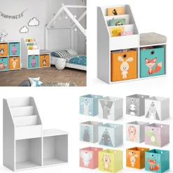 Kinderregal Luigi Weiß 72 x 79 cm Mini, mit 2 Faltboxen opt.1 Vicco
