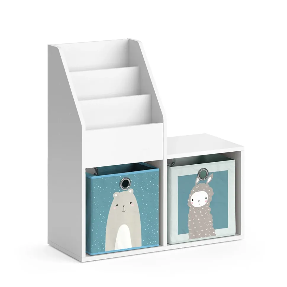 Kinderregal Luigi Weiß 30.9 x 79 cm Mini, mit 2 Faltboxen opt.6 Vicco