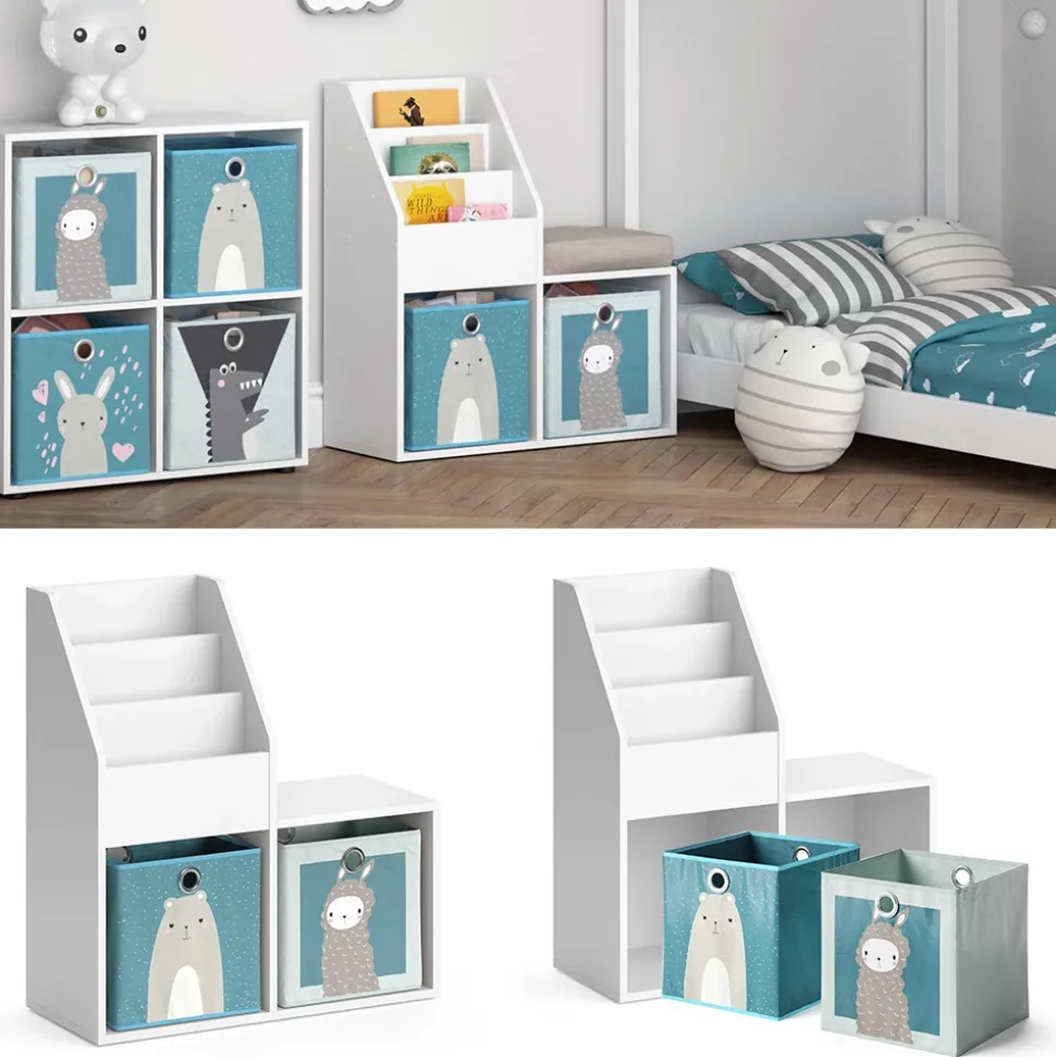 Kinderregal Luigi Weiß 30.9 x 79 cm Mini, mit 2 Faltboxen opt.6 Vicco