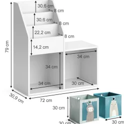 Kinderregal Luigi Weiß 30.9 x 79 cm Mini, mit 2 Faltboxen opt.6 Vicco