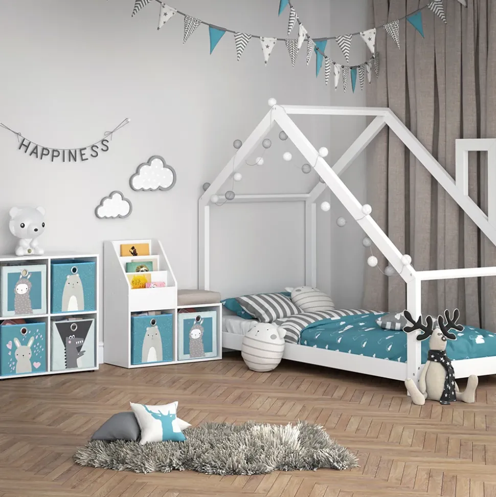 Kinderregal Luigi Weiß 30.9 x 79 cm Mini, mit 2 Faltboxen opt.6 Vicco