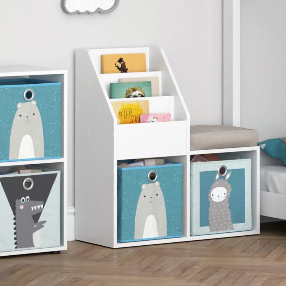 Kinderregal Luigi Weiß 30.9 x 79 cm Mini, mit 2 Faltboxen opt.6 Vicco