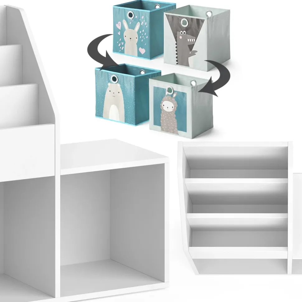 Kinderregal Luigi Weiß 30.9 x 79 cm Mini, mit 2 Faltboxen opt.6 Vicco