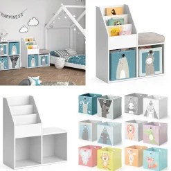 Kinderregal Luigi Weiß 30.9 x 79 cm Mini, mit 2 Faltboxen opt.6 Vicco