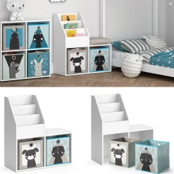 Kinderregal Luigi Weiß 30.9 x 79 cm Mini, mit 2 Faltboxen opt.4 Vicco