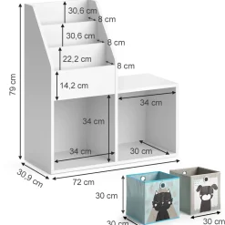 Kinderregal Luigi Weiß 30.9 x 79 cm Mini, mit 2 Faltboxen opt.4 Vicco