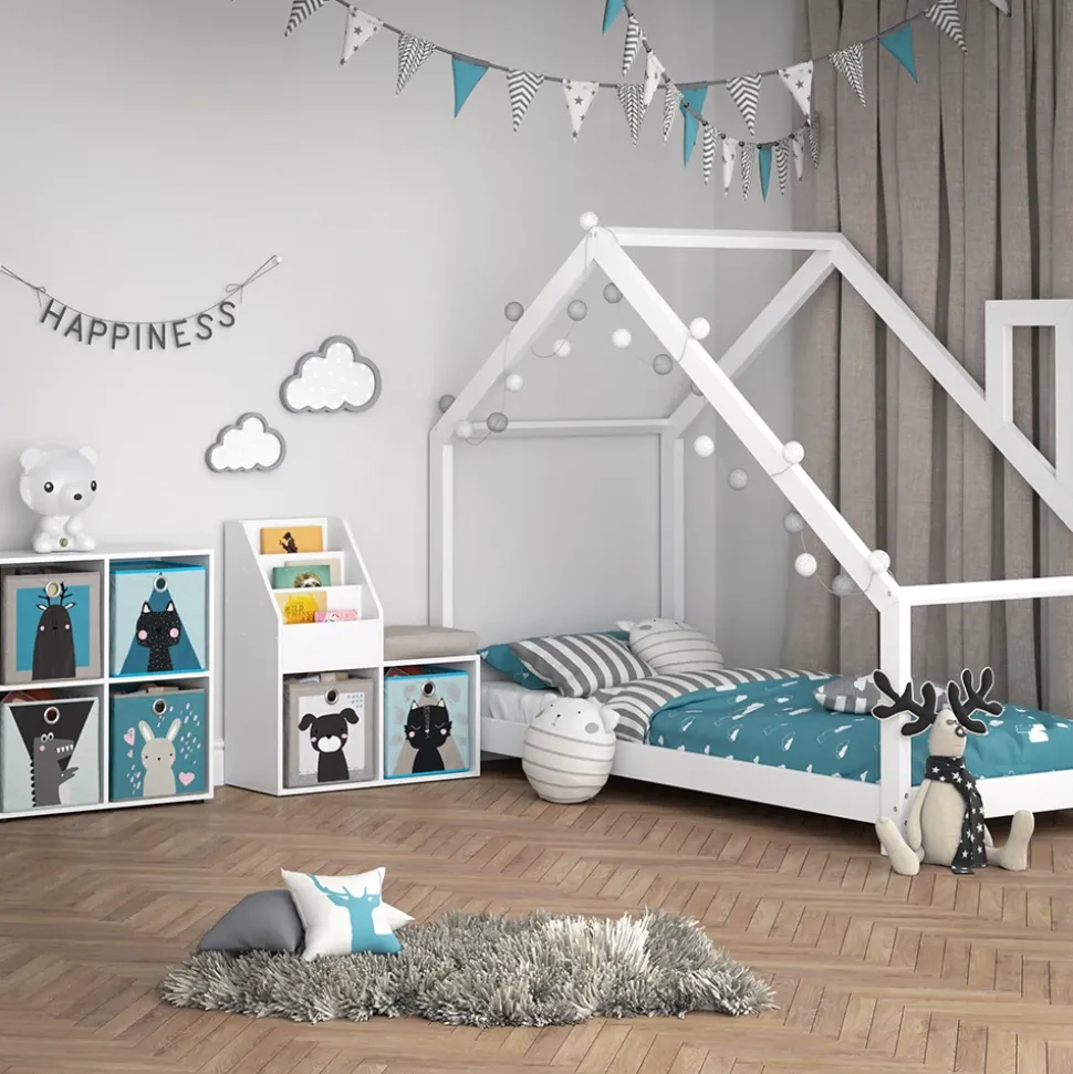 Kinderregal Luigi Weiß 30.9 x 79 cm Mini, mit 2 Faltboxen opt.4 Vicco