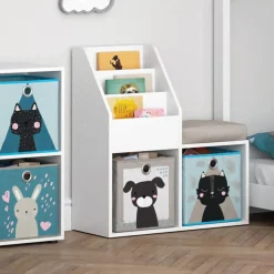 Kinderregal Luigi Weiß 30.9 x 79 cm Mini, mit 2 Faltboxen opt.4 Vicco
