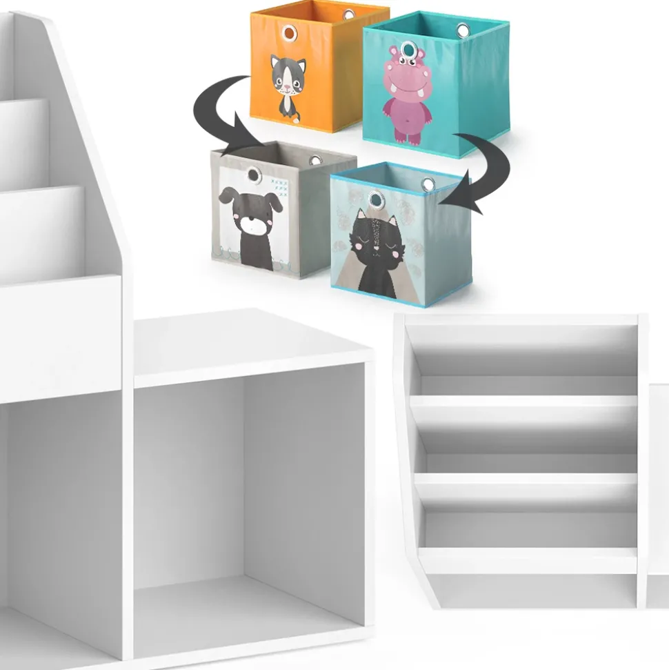 Kinderregal Luigi Weiß 30.9 x 79 cm Mini, mit 2 Faltboxen opt.4 Vicco