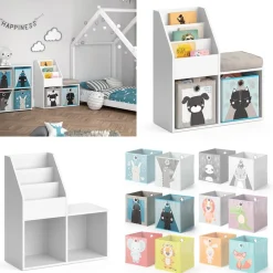 Kinderregal Luigi Weiß 30.9 x 79 cm Mini, mit 2 Faltboxen opt.4 Vicco