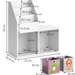 Kinderregal Luigi Weiß 30.9 x 79 cm Mini, mit 2 Faltboxen opt.3 Vicco