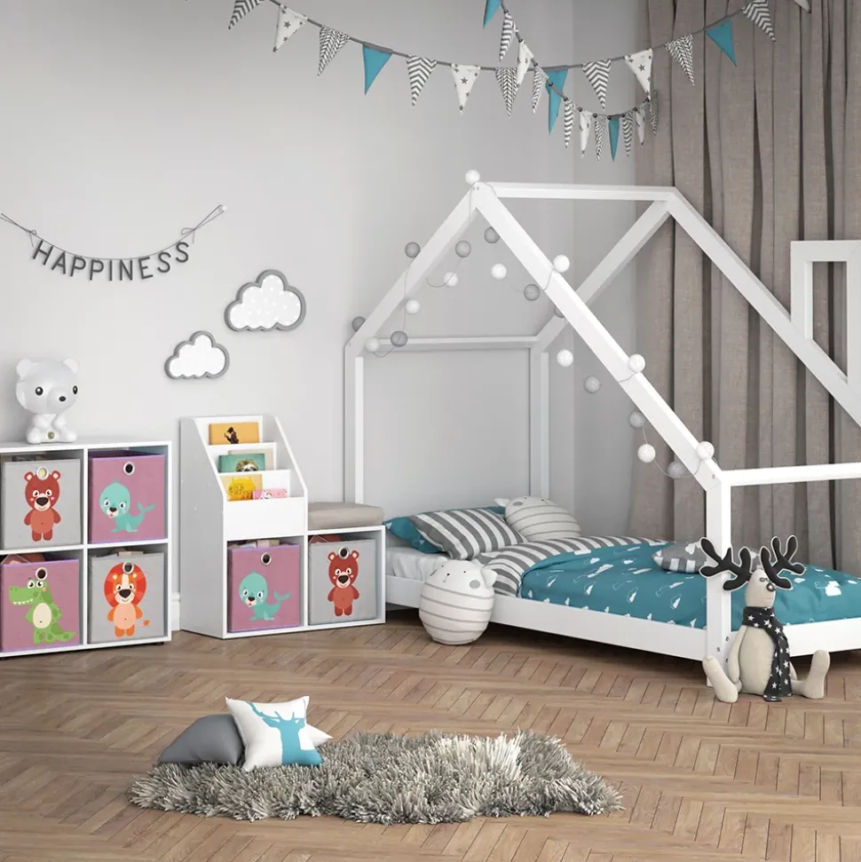 Kinderregal Luigi Weiß 30.9 x 79 cm Mini, mit 2 Faltboxen opt.3 Vicco