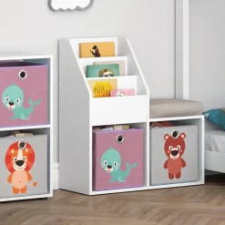 Kinderregal Luigi Weiß 30.9 x 79 cm Mini, mit 2 Faltboxen opt.3 Vicco