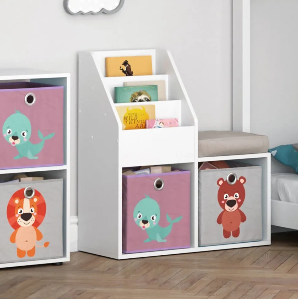 Kinderregal Luigi Weiß 30.9 x 79 cm Mini, mit 2 Faltboxen opt.3 Vicco