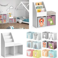 Kinderregal Luigi Weiß 30.9 x 79 cm Mini, mit 2 Faltboxen opt.3 Vicco