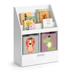 Kinderregal Luigi Weiß 72 x 96.2 cm mit Schublade und 2 Faltboxen opt.4 Vicco