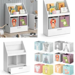 Kinderregal Luigi Weiß 72 x 96.2 cm mit Schublade und 2 Faltboxen opt.4 Vicco