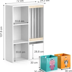Kinderregal Luigi Weiß 29.2 x 107.8 cm mit 2 Faltboxen opt.1 Vicco