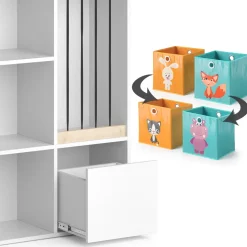 Kinderregal Luigi Weiß 29.2 x 107.8 cm mit 2 Faltboxen opt.1 Vicco