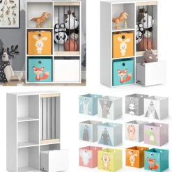 Kinderregal Luigi Weiß 29.2 x 107.8 cm mit 2 Faltboxen opt.1 Vicco