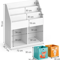 Kinderregal Luigi Weiß 72 x 79 cm mit 2 Faltboxen opt.1 Vicco