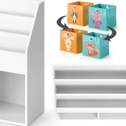 Kinderregal Luigi Weiß 72 x 79 cm mit 2 Faltboxen opt.1 Vicco