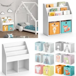 Kinderregal Luigi Weiß 72 x 79 cm mit 2 Faltboxen opt.1 Vicco