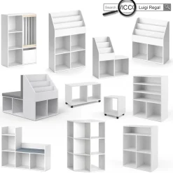 Kinderregal Luigi Weiß 72 x 79 cm mit 2 Faltboxen opt.1 Vicco