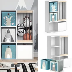 Kinderregal Luigi Weiß 29.2 x 107.8 cm mit 2 Faltboxen opt.6 Vicco