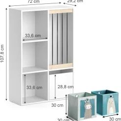 Kinderregal Luigi Weiß 29.2 x 107.8 cm mit 2 Faltboxen opt.6 Vicco