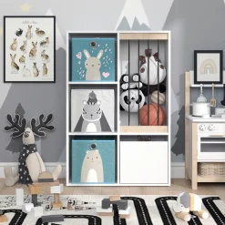 Kinderregal Luigi Weiß 29.2 x 107.8 cm mit 2 Faltboxen opt.6 Vicco