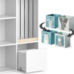 Kinderregal Luigi Weiß 29.2 x 107.8 cm mit 2 Faltboxen opt.6 Vicco