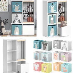 Kinderregal Luigi Weiß 29.2 x 107.8 cm mit 2 Faltboxen opt.6 Vicco