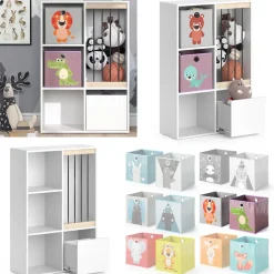 Kinderregal Luigi Weiß 29.2 x 107.8 cm mit 2 Faltboxen opt.3 Vicco