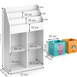 Kinderregal Luigi Weiß 72 x 114.2 cm mit 2 Faltboxen Vicco