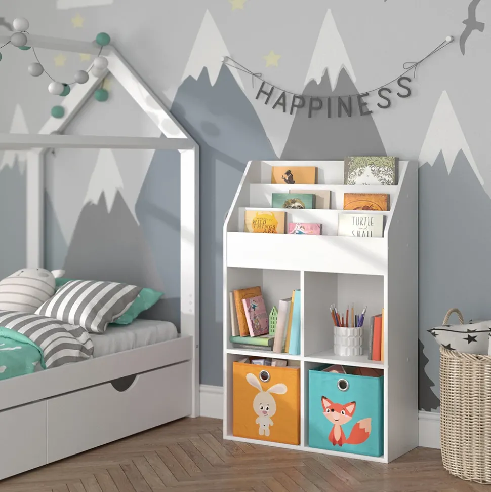 Kinderregal Luigi Weiß 72 x 114.2 cm mit 2 Faltboxen Vicco