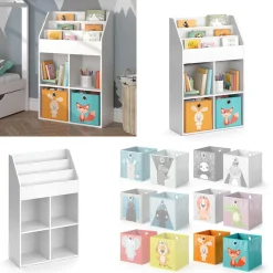 Kinderregal Luigi Weiß 72 x 114.2 cm mit 2 Faltboxen Vicco