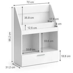 Kinderregal Luigi Weiß 72 x 96.2 cm mit Schublade Vicco