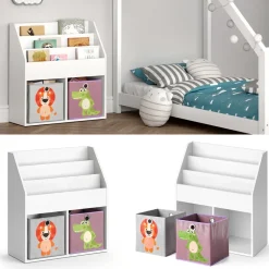 Kinderregal Luigi Weiß 72 x 79 cm mit 2 Faltboxen opt.3 Vicco