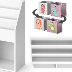 Kinderregal Luigi Weiß 72 x 79 cm mit 2 Faltboxen opt.3 Vicco