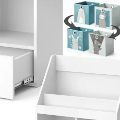 Kinderregal Luigi Weiß 72 x 96.2 cm mit Schublade und 2 Faltboxen opt.1 Vicco