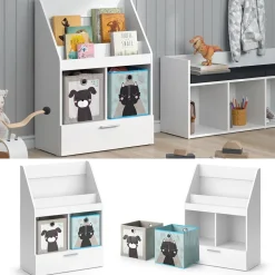 Kinderregal Luigi Weiß 72 x 96.2 cm mit Schublade und 2 Faltboxen opt.3 Vicco