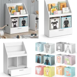 Kinderregal Luigi Weiß 72 x 96.2 cm mit Schublade und 2 Faltboxen opt.3 Vicco